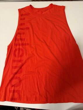 lululemon athletica Bright Orange Sleeveless Muscle Tee size L EUC